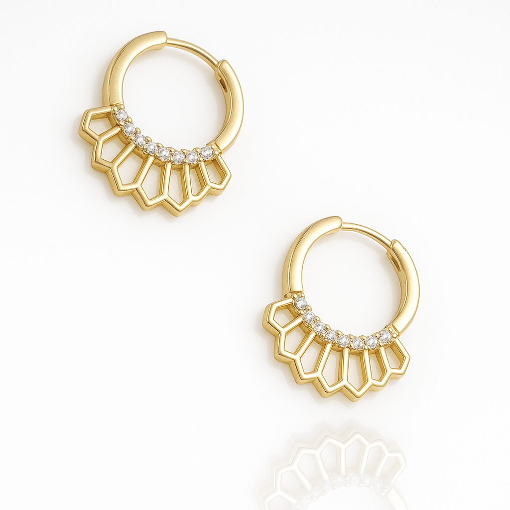 14K Gold Plated Bohem Hoop Küpe