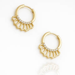 14K Gold Plated Bohem Hoop Küpe