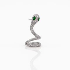 White Gold Plated Ear Snake Stud Küpe