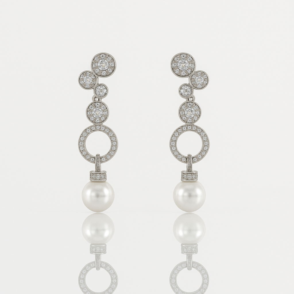 White Gold Plated Premium Shiny Drop Küpe