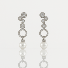 White Gold Plated Premium Shiny Drop Küpe