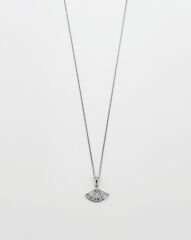 White Gold Plated Sakura Fan Kolye