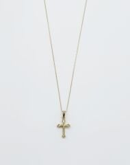 14K Gold Plated Dotted Cross Kolye
