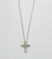 18K Rose Gold Plated Showy Cross Kolye