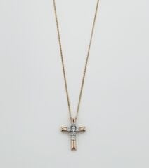 18K Rose Gold Plated Showy Cross Kolye
