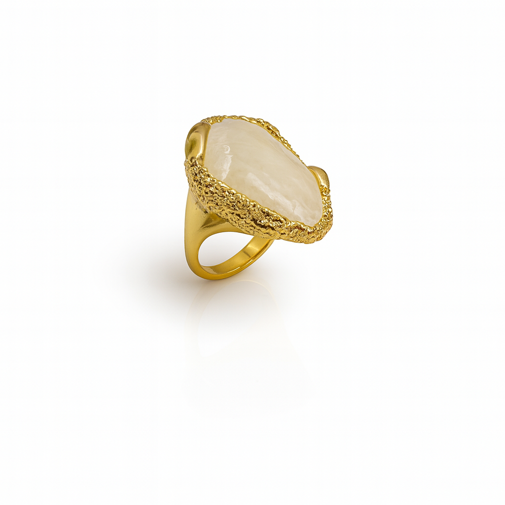 14K Gold Plated Roccia Dorata Yüzük