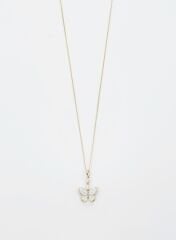 14K Gold Plated White Butterfly Kolye