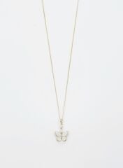 14K Gold Plated White Butterfly Kolye