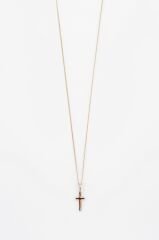 18K Rose Gold Plated Mini Cross Kolye