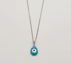 White Gold Plated Damla Nazar Kolye