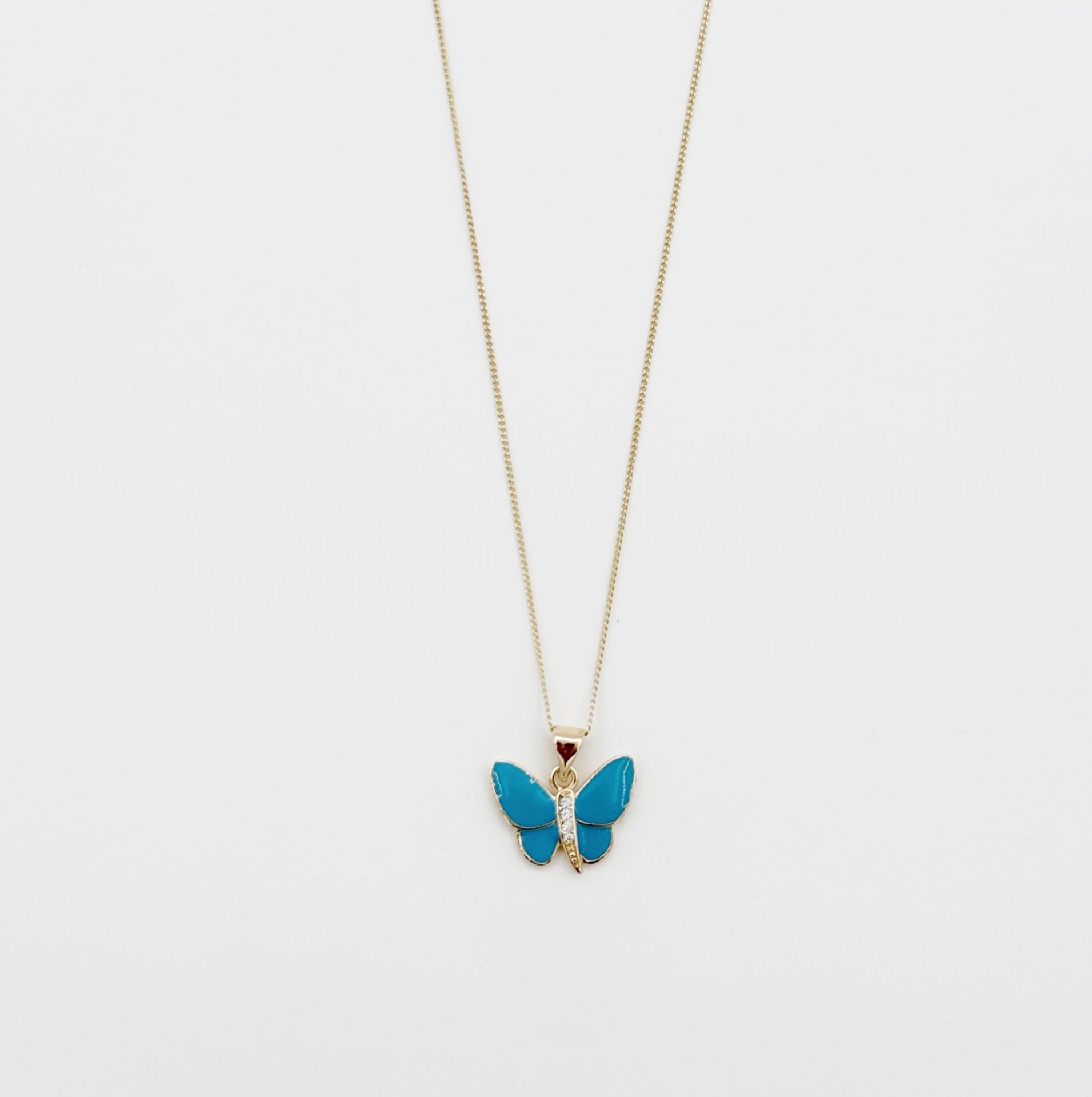 14K Gold Plated Butterfly Blu Kolye