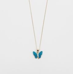 14K Gold Plated Butterfly Blu Kolye