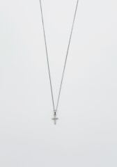 White Gold Plated Mini Shiny Cross Kolye