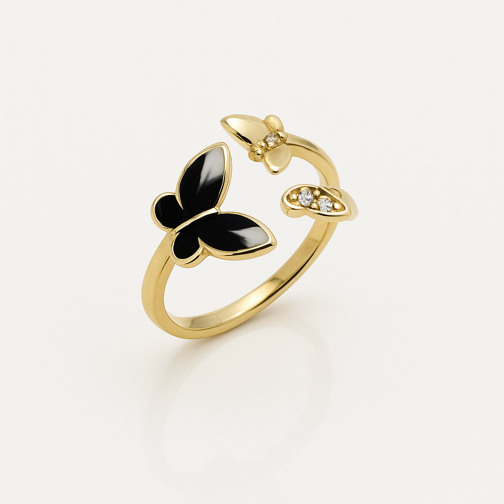 14K Gold Plated Lovely Butterfly Yüzük