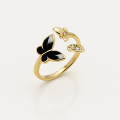 14K Gold Plated Lovely Butterfly Yüzük