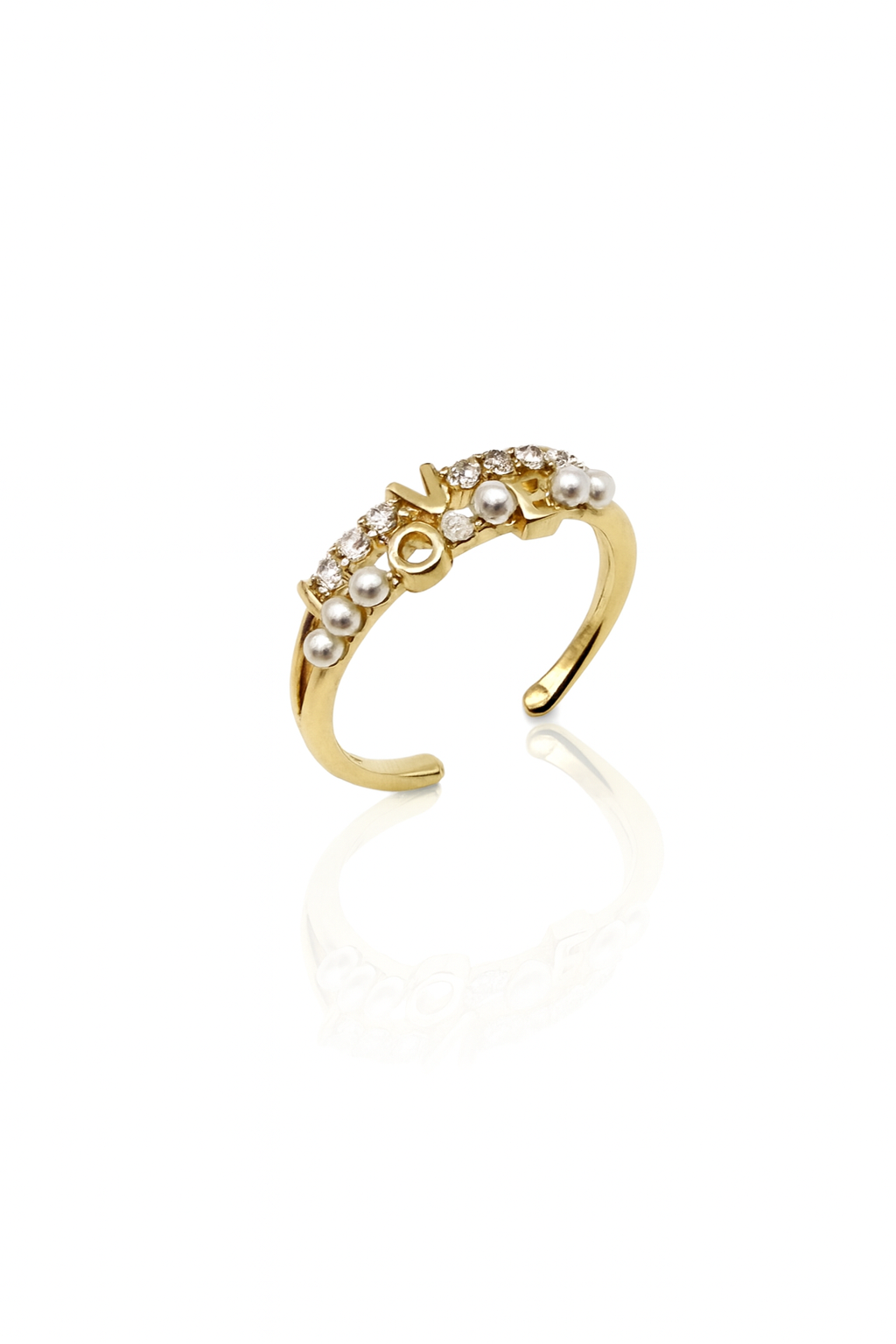 14K Gold Plated Love Pearl Yüzük