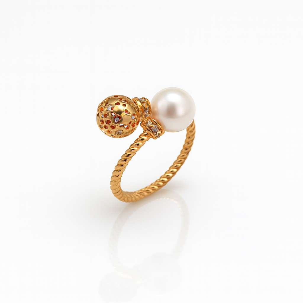 18K Rose Gold Plated Pearl Bomb Yüzük