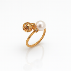18K Rose Gold Plated Pearl Bomb Yüzük