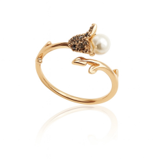 18K Rose Gold Plated Pearl Tulip Yüzük