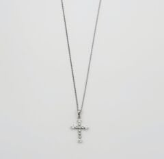 White Gold Plated Pıt Cross Kolye