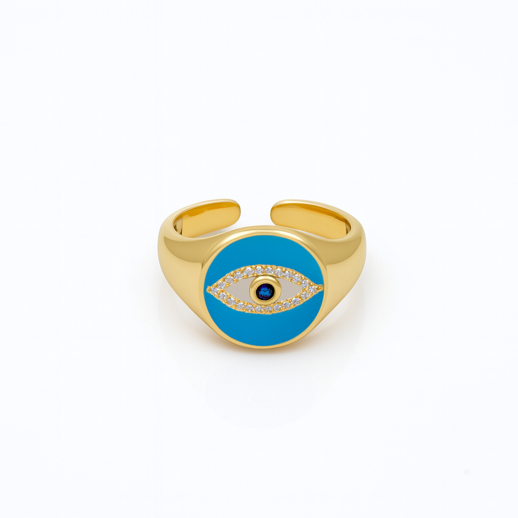 14K Gold Plated Blu Eye Yüzük