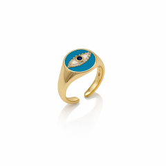 14K Gold Plated Blu Eye Yüzük