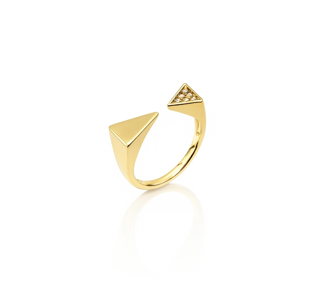 14K Gold Plated Double Tria Yüzük