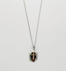 White Gold Plated Design Cross Kolye