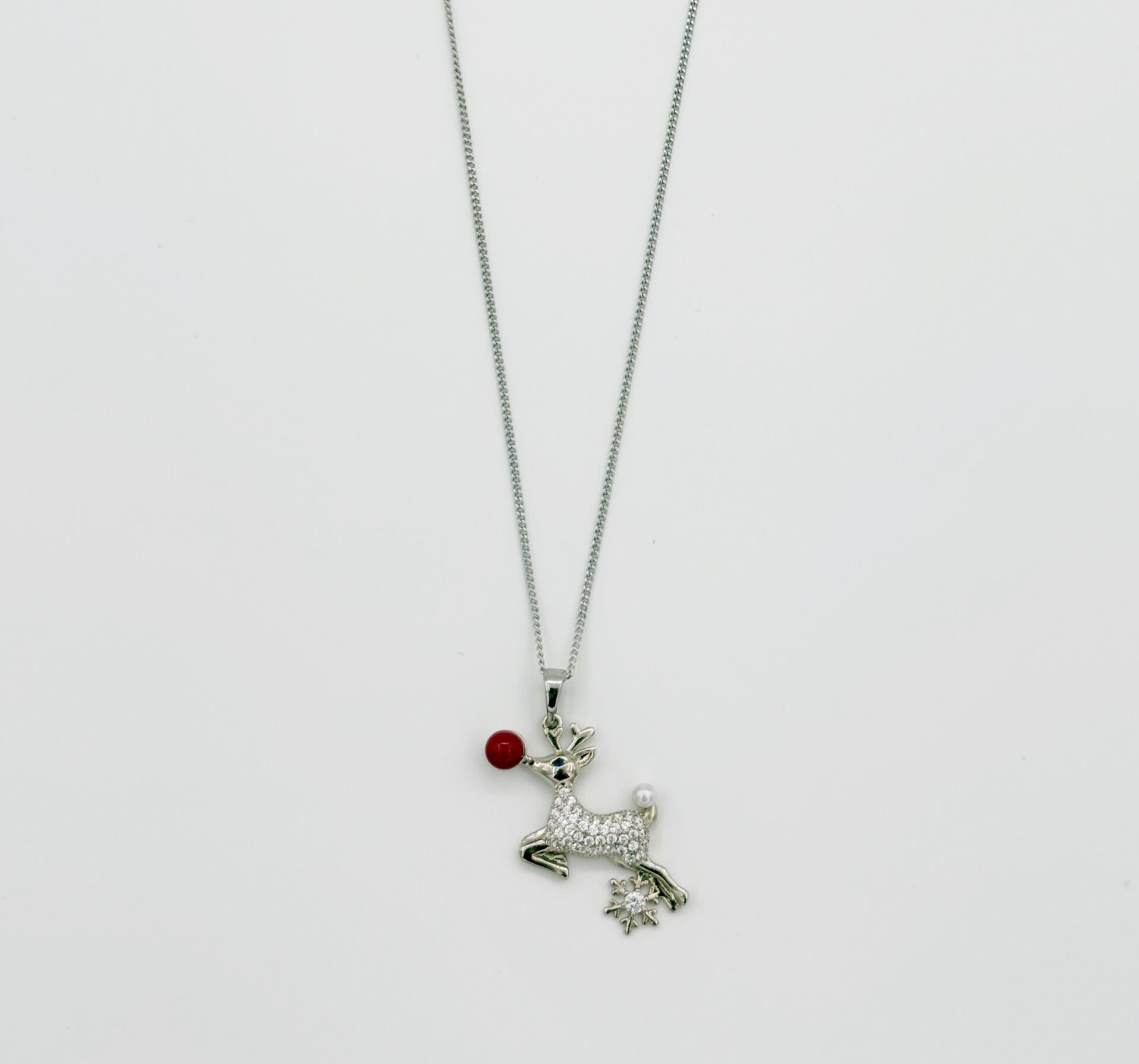 White Gold Plated Happy Deer Kolye
