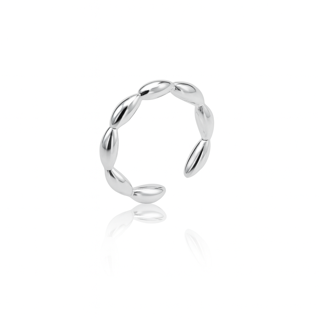 White Gold Plated Bubble Yüzük