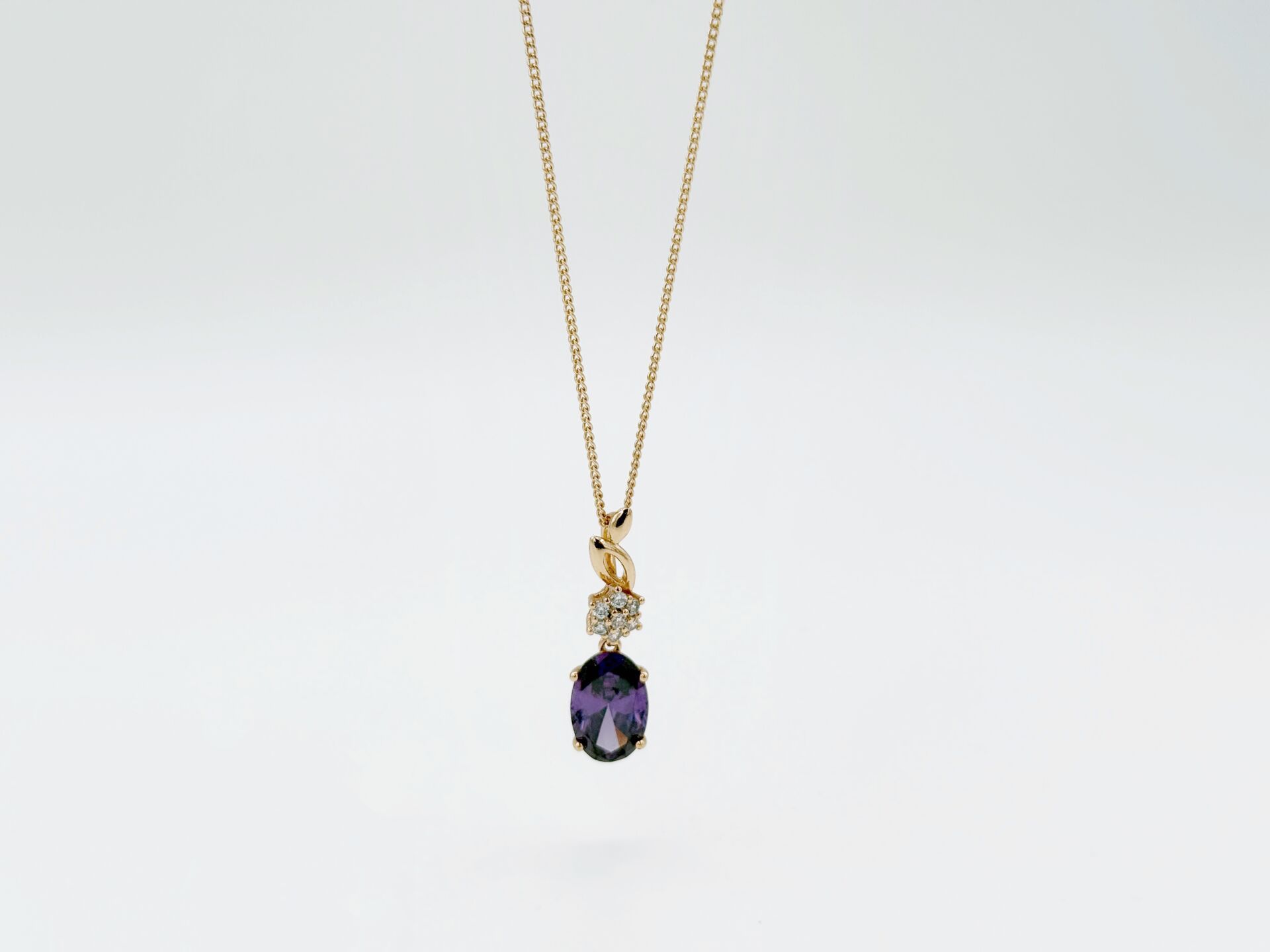 18K Rose Gold Plated Trapez Purple Kolye
