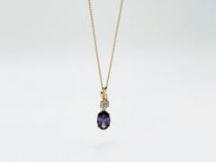 18K Rose Gold Plated Trapez Purple Kolye