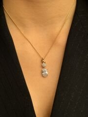 18K Rose Gold Plated Trapez White Kolye