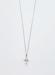 White Gold Grande Pearl Cross