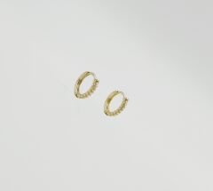 14K Gold Plated Beaded Hoop Küpe
