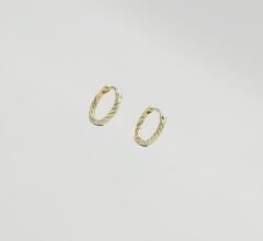 14K Gold Plated Rope Hoop Küpe