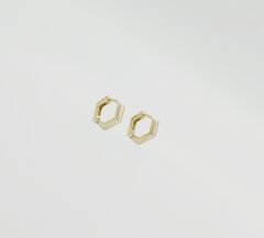 14K Gold Plated Mini Hexa Simple Hoop Küpe