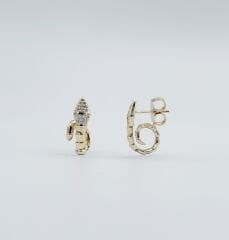 14K Gold Plated Coiled Snake Stud Küpe