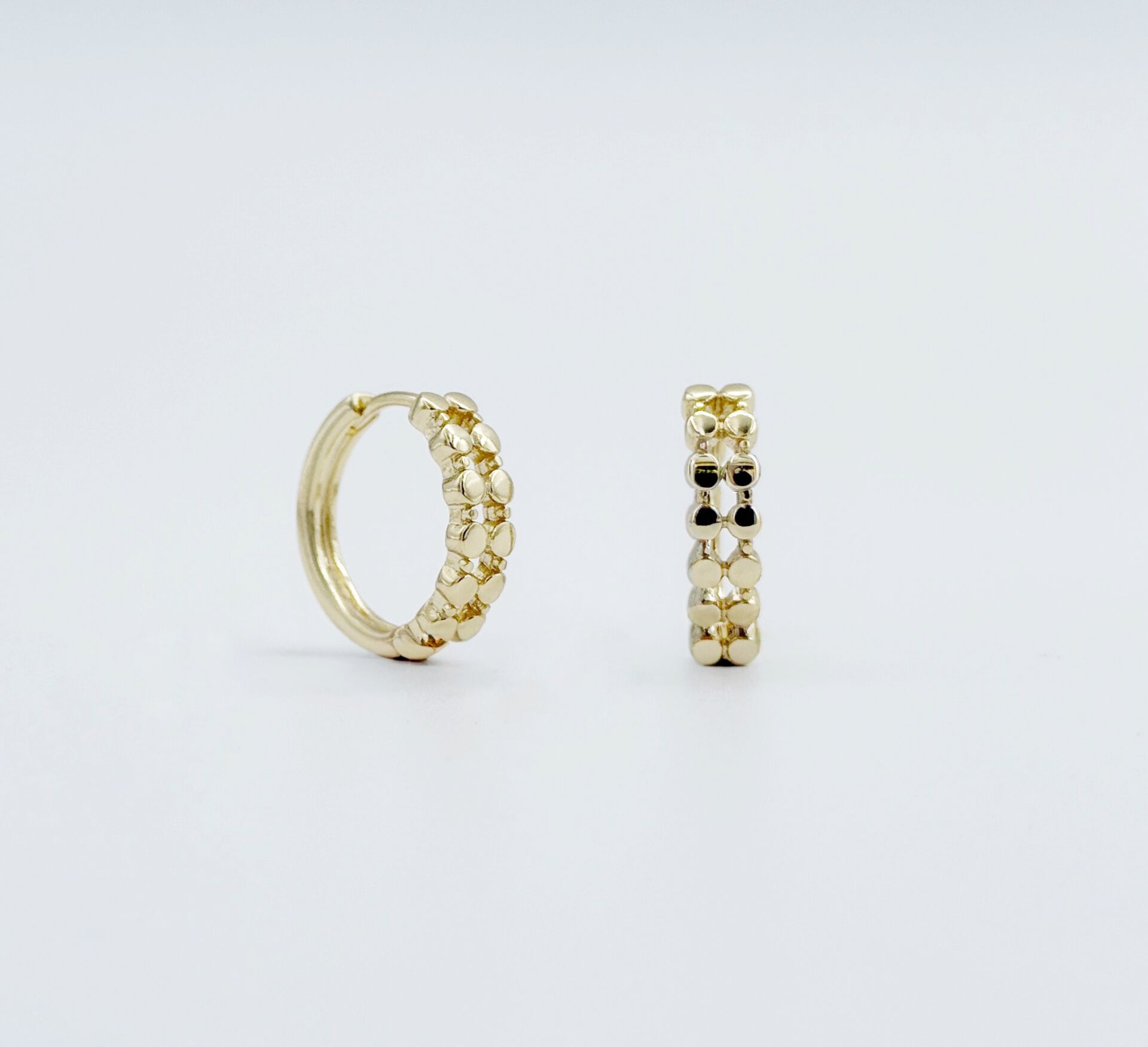 14K Gold Plated Dots Hoop Küpe