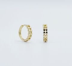 14K Gold Plated Dots Hoop Küpe