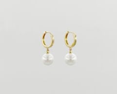 14K Gold Plated Simple Pearl Drop Küpe