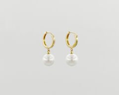 14K Gold Plated Simple Pearl Drop Küpe