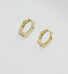 14K Gold Plated Penta Orta Hoop Küpe