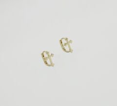 14K Gold Plated Cross Hoop Küpe