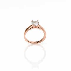 18K Rose Gold Plated Classic Tek Taş Yüzük