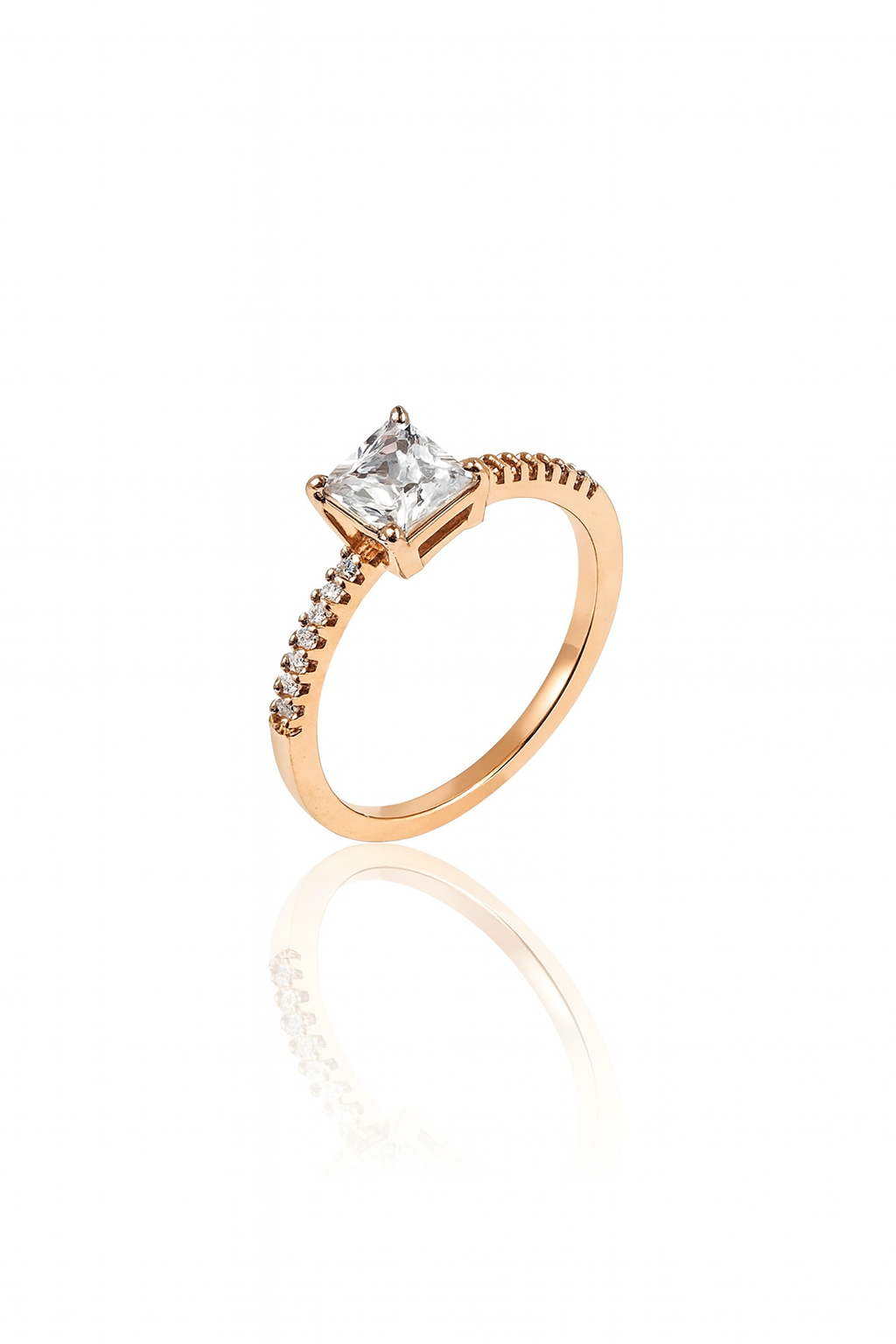 18K Rose Gold Plated Baget Yüzük