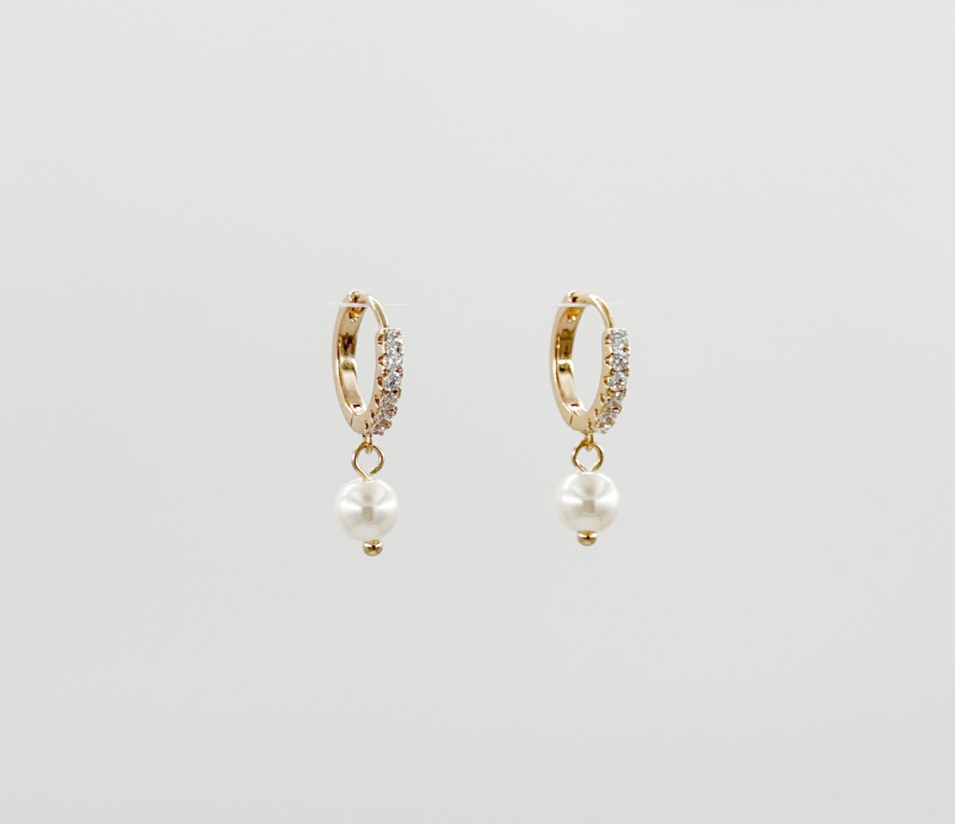 18K Rose Gold Plated Mini Pearl Shiny Drop Küpe