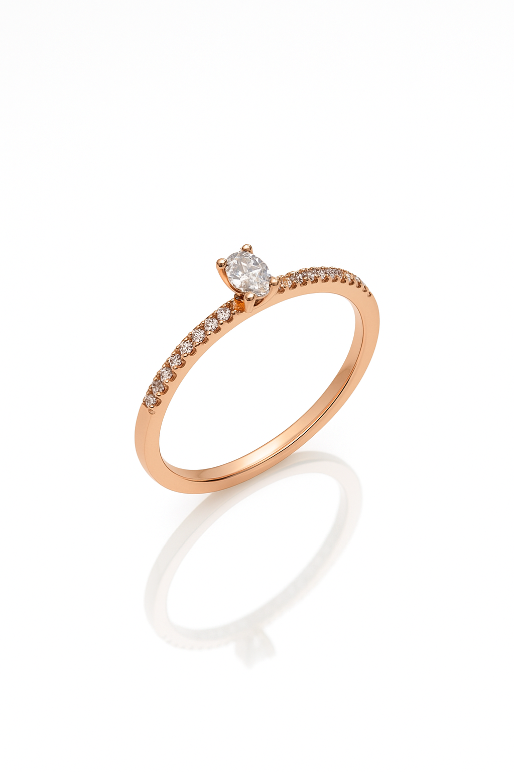 18K Rose Gold Plated Mini Taş Yüzük