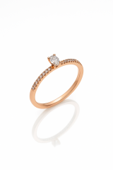 18K Rose Gold Plated Mini Taş Yüzük