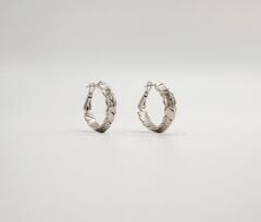 White Gold Plated Braid Hoop Küpe